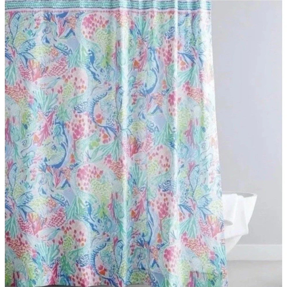 Pottery Barn Kids Lilly Pulitzer Mermaid Cove Shower Curtain Excellent Condition